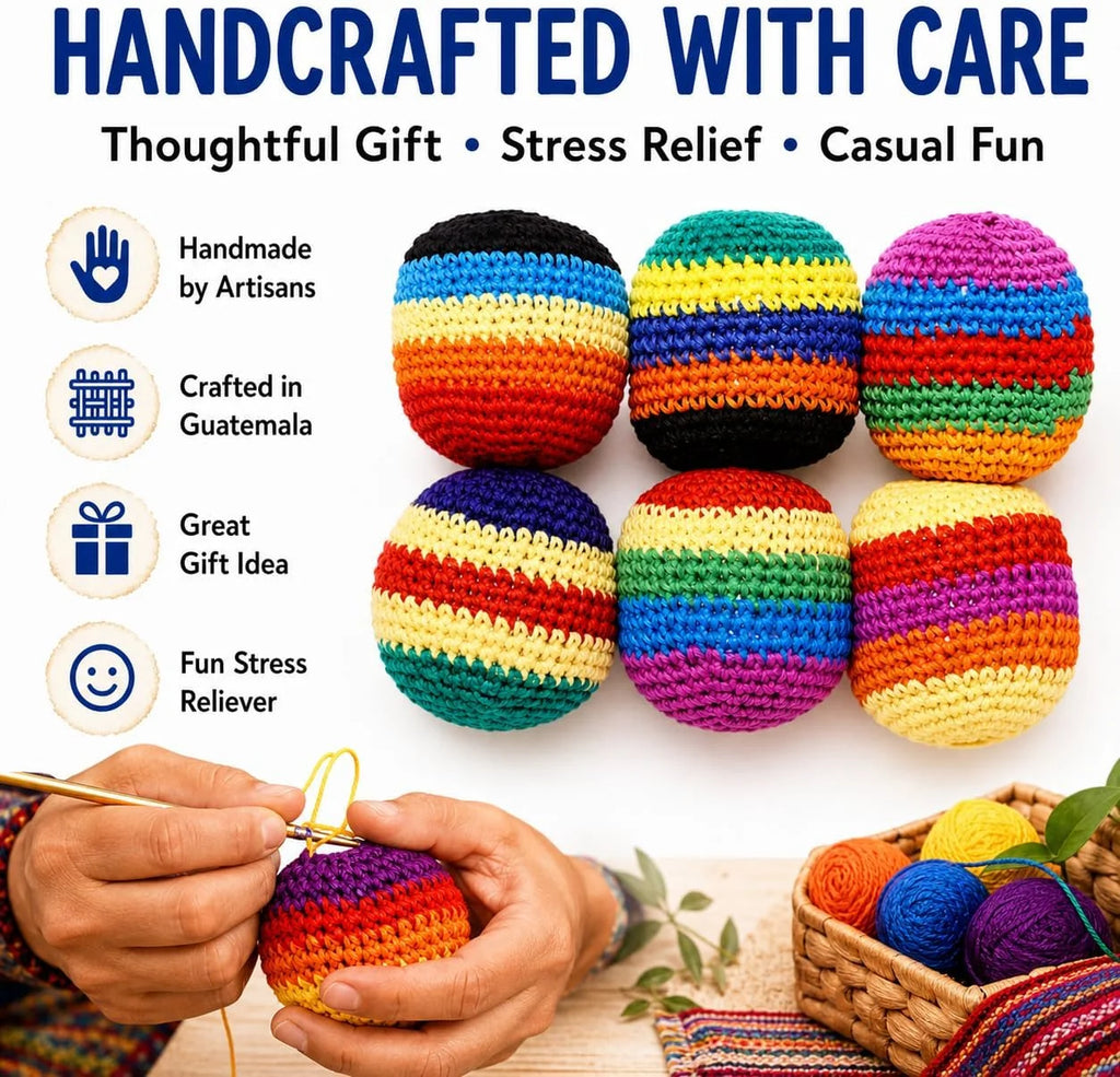 Handmade Knitted Hacky Sack, 2026 Upgraded Crochet Footbag Juggling Balls, Geometric Pattern for Adults Beginners