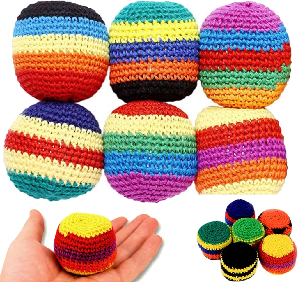 Handmade Knitted Hacky Sack, 2026 Upgraded Crochet Footbag Juggling Balls, Geometric Pattern for Adults Beginners